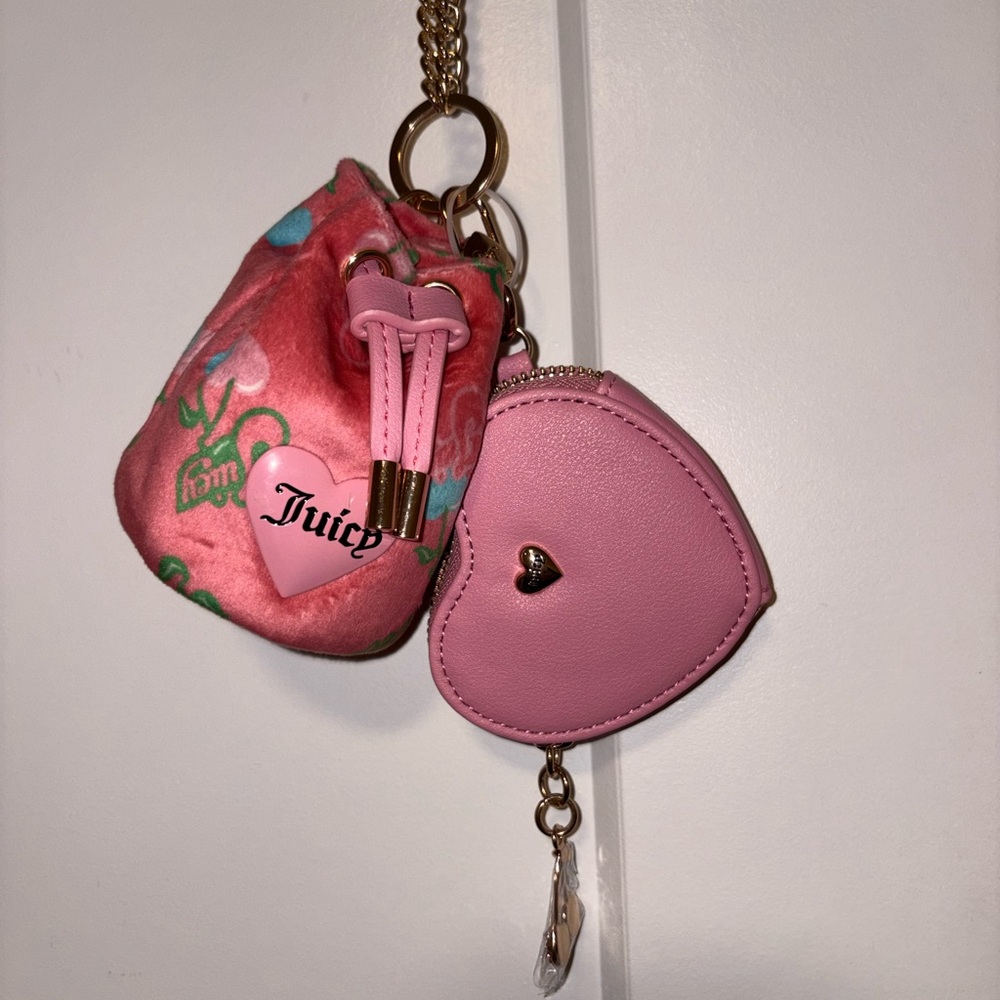 Juicy Couture Pink Lemonade Retro Juicy Cherry Drawstring & Heart Micro Bags